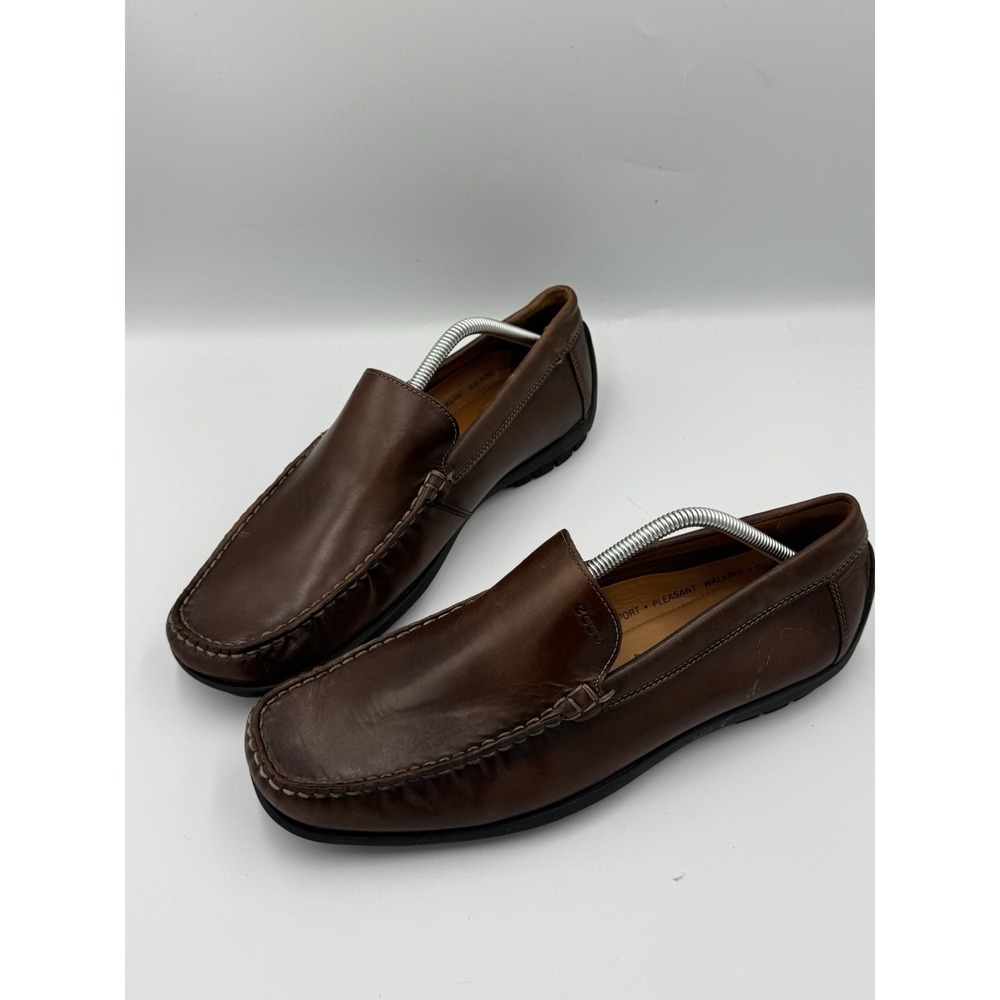 Ecco Leather Driving Moccasins Slip On Loafer Shoes Men's Size 45 US 11 Brown
